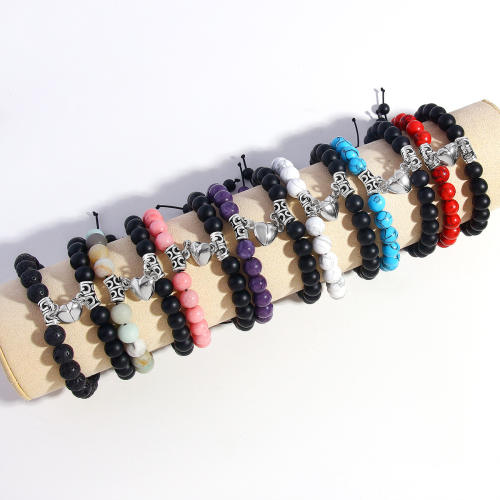 Peach Heart Suction Stone Couple Bracelet Natural Stone Bracelet Magnetic Suction Bracelet