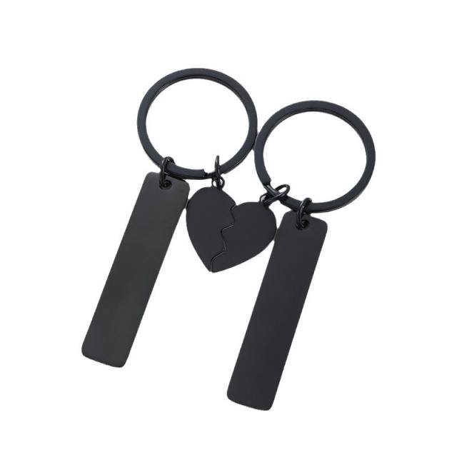 Stainless Steel matching heart bar keychain for couples friends family