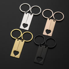 Hot sale stainless steel hollow out couple keychain