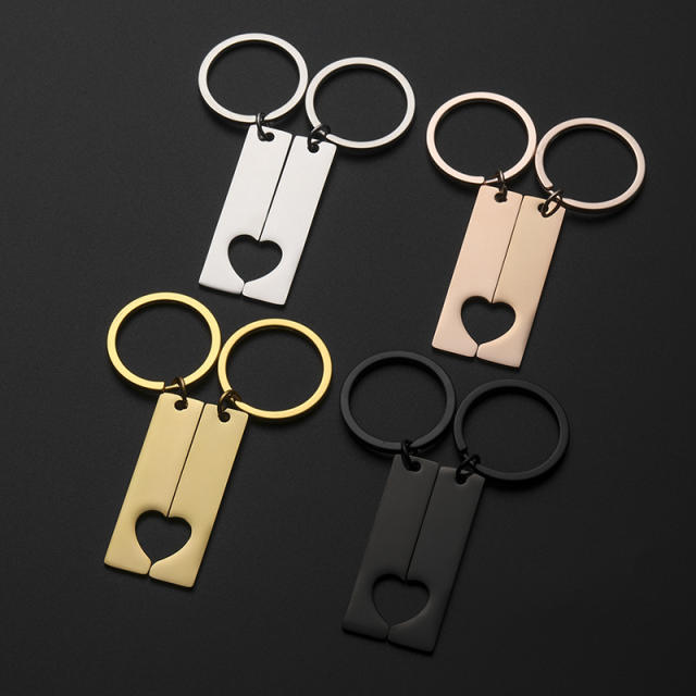 Hot sale stainless steel hollow out couple keychain
