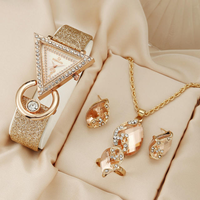 Women's Quartz Watch Casual Simple colorful crystal Peacock Jewelry Set