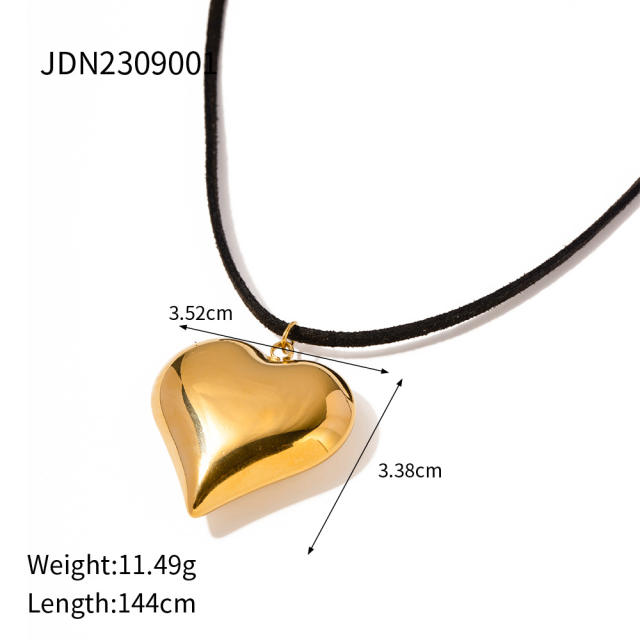 Chunky heart stainless steel pendant dainty necklace collection Valentine's Day gift necklace