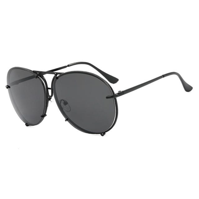 2024 new fashion retro sunglasses women's large frame metal sunglasses