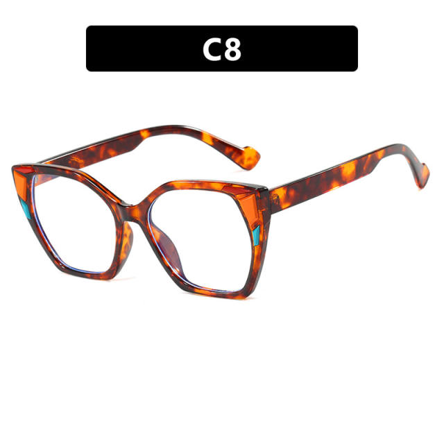 Color Block Decorative Square Cat's Eye Large Frame Sunglasses