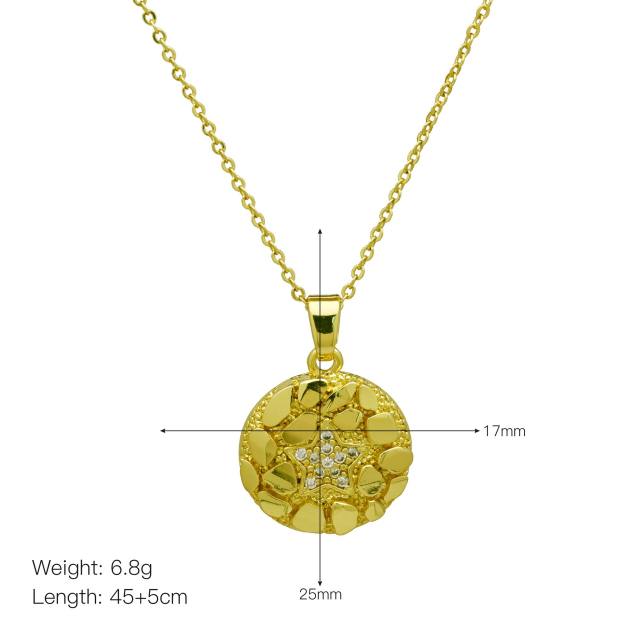 New design sequins moon stars pendant necklace copper plated 18k gold necklace