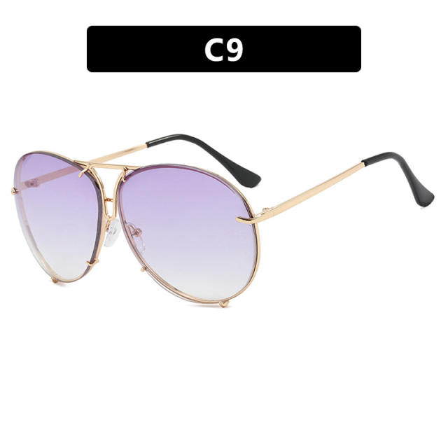 2024 new fashion retro sunglasses women's large frame metal sunglasses