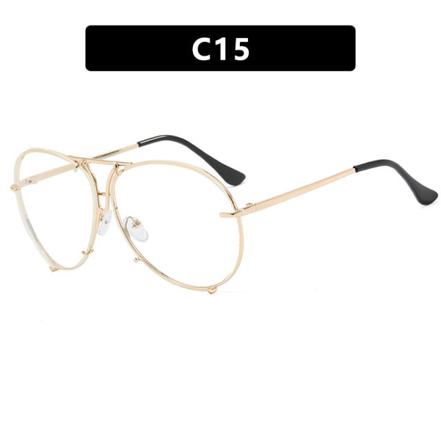 2024 new fashion retro sunglasses women's large frame metal sunglasses