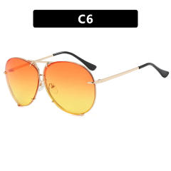 2024 new fashion retro sunglasses women's large frame metal sunglasses