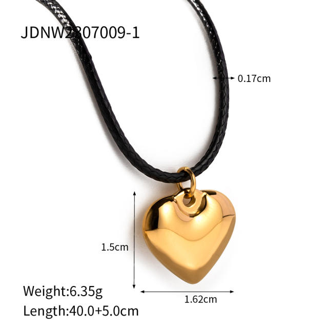 Chunky heart stainless steel pendant dainty necklace collection Valentine's Day gift necklace