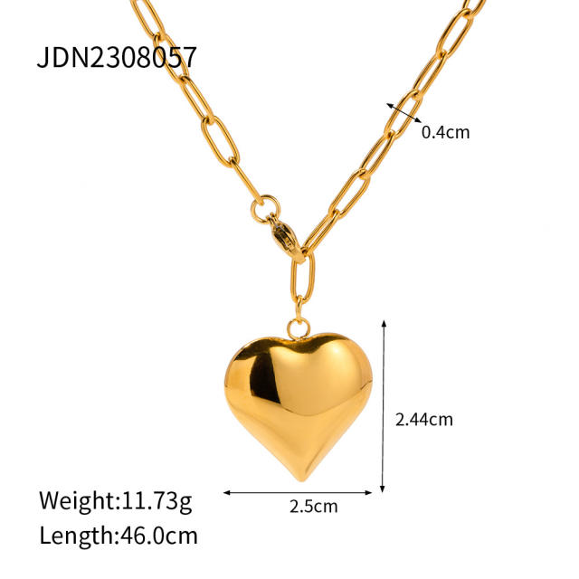 Chunky heart stainless steel pendant dainty necklace collection Valentine's Day gift necklace