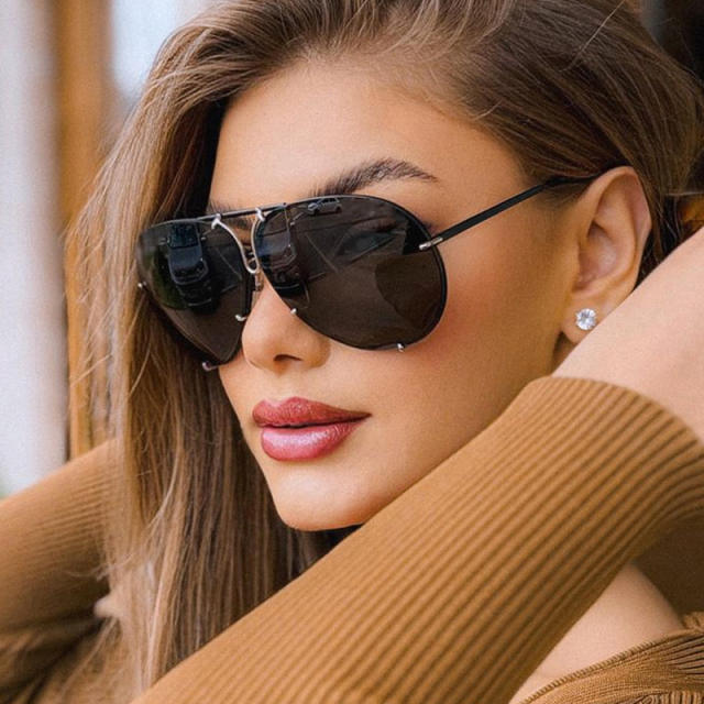 2024 new fashion retro sunglasses women's large frame metal sunglasses