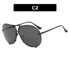 2024 new fashion retro sunglasses women's large frame metal sunglasses
