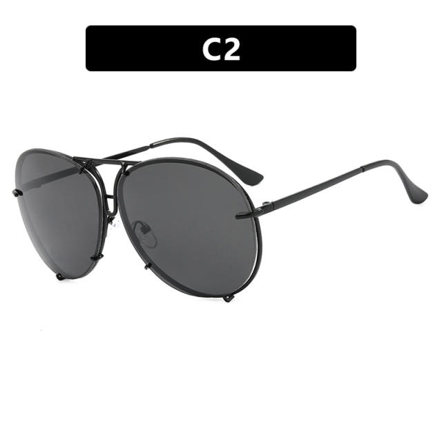 2024 new fashion retro sunglasses women's large frame metal sunglasses
