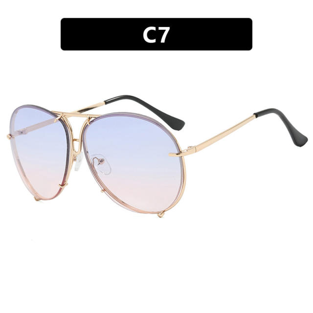 2024 new fashion retro sunglasses women's large frame metal sunglasses