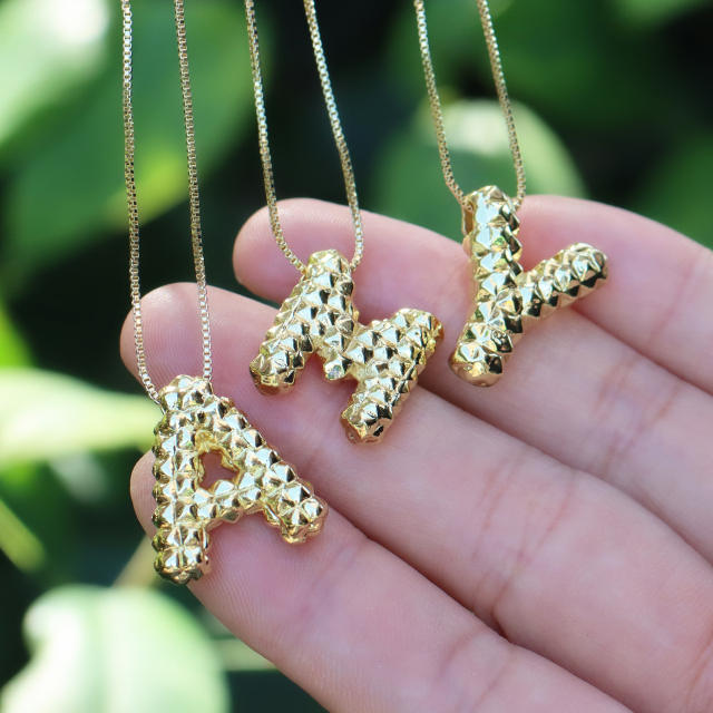 new double-sided pineapple shape 26 English letter initial letter pendant necklace