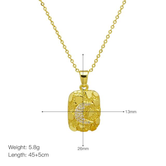 New design sequins moon stars pendant necklace copper plated 18k gold necklace