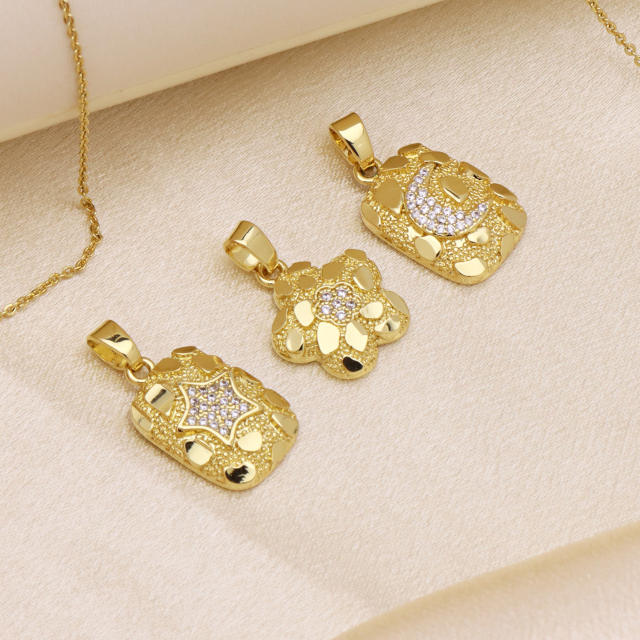 New design sequins moon stars pendant necklace copper plated 18k gold necklace