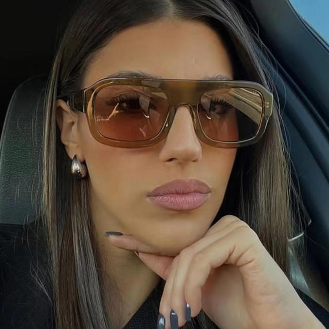 Single Beam Square Large Frame Sunglasses