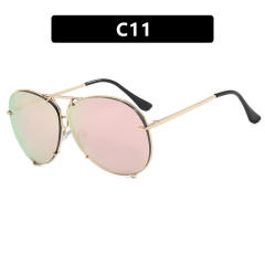 2024 new fashion retro sunglasses women's large frame metal sunglasses