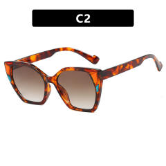 Color Block Decorative Square Cat's Eye Large Frame Sunglasses