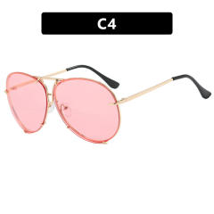 2024 new fashion retro sunglasses women's large frame metal sunglasses