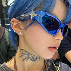 Y2K stars sunglasses bar disco new concave shape fashionable sunglasses