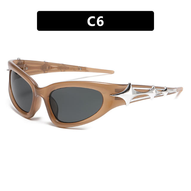 Y2K stars sunglasses bar disco new concave shape fashionable sunglasses