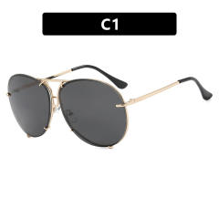 2024 new fashion retro sunglasses women's large frame metal sunglasses