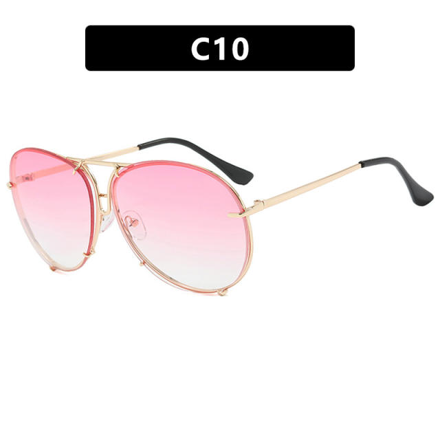 2024 new fashion retro sunglasses women's large frame metal sunglasses