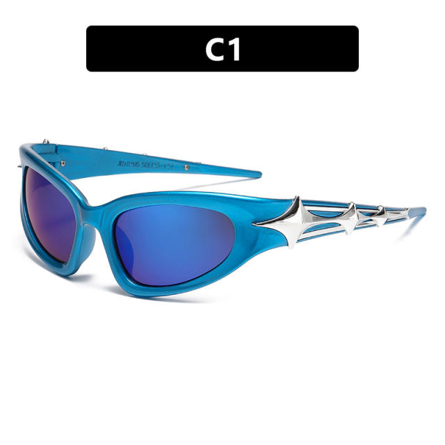 Y2K stars sunglasses bar disco new concave shape fashionable sunglasses