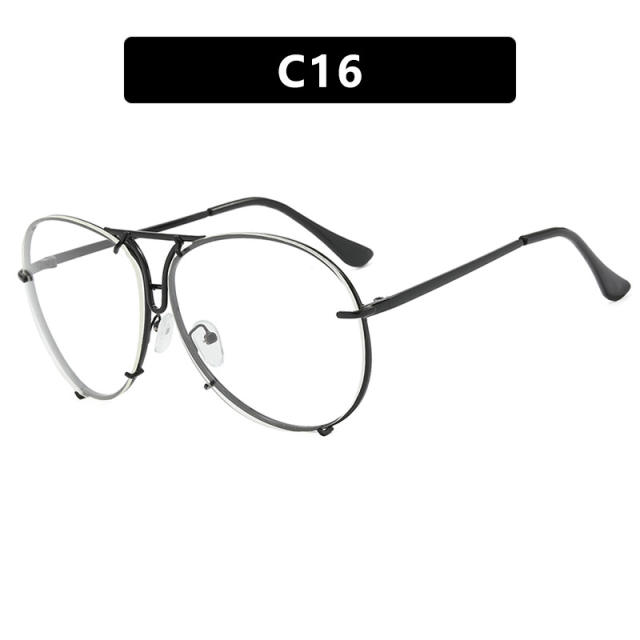 2024 new fashion retro sunglasses women's large frame metal sunglasses