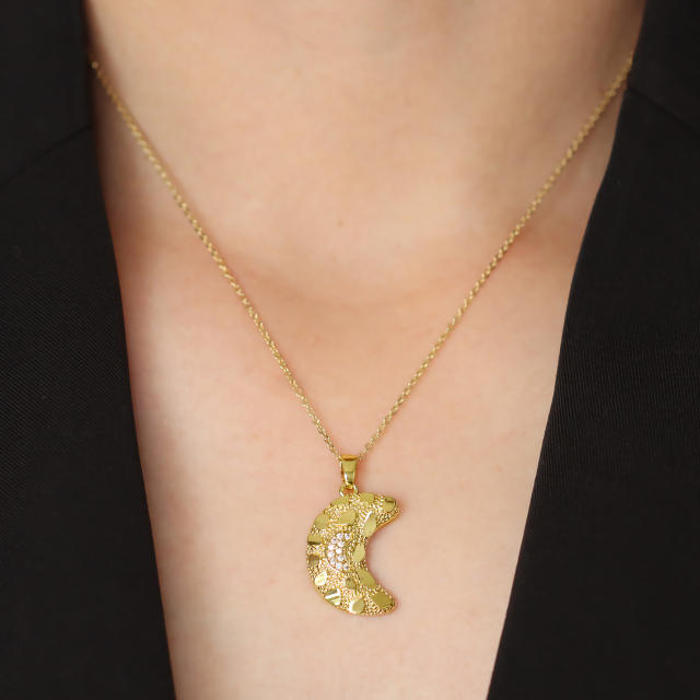 New design sequins moon stars pendant necklace copper plated 18k gold necklace