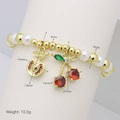 hot fashion small gold hand table tennis racket star star apple cherry copper bead pearl bracelet