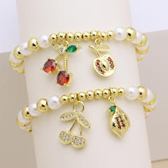 hot fashion small gold hand table tennis racket star star apple cherry copper bead pearl bracelet