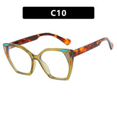Color Block Decorative Square Cat's Eye Large Frame Sunglasses