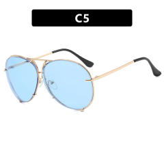 2024 new fashion retro sunglasses women's large frame metal sunglasses