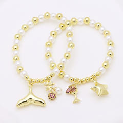 hot fashion small gold hand table tennis racket star star apple cherry copper bead pearl bracelet
