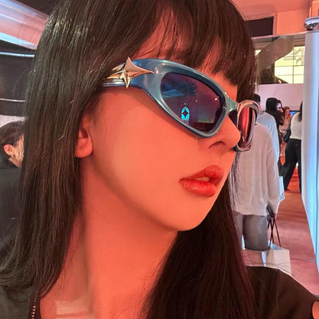 Y2K stars sunglasses bar disco new concave shape fashionable sunglasses