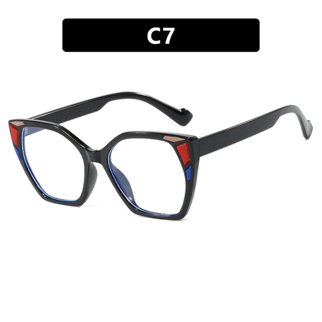 Color Block Decorative Square Cat's Eye Large Frame Sunglasses