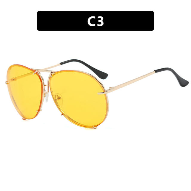 2024 new fashion retro sunglasses women's large frame metal sunglasses