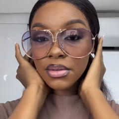 2024 new fashion retro sunglasses women's large frame metal sunglasses