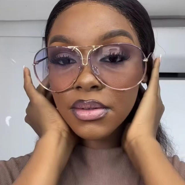 2024 new fashion retro sunglasses women's large frame metal sunglasses