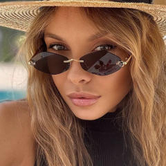 Frameless diamond personality sunglasses Rimless sunglasses