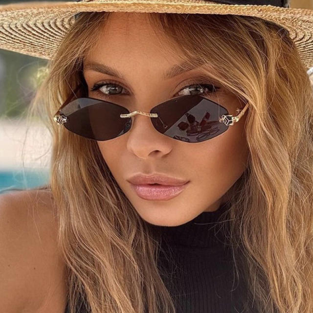 Frameless diamond personality sunglasses Rimless sunglasses