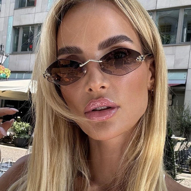 Frameless diamond personality sunglasses Rimless sunglasses