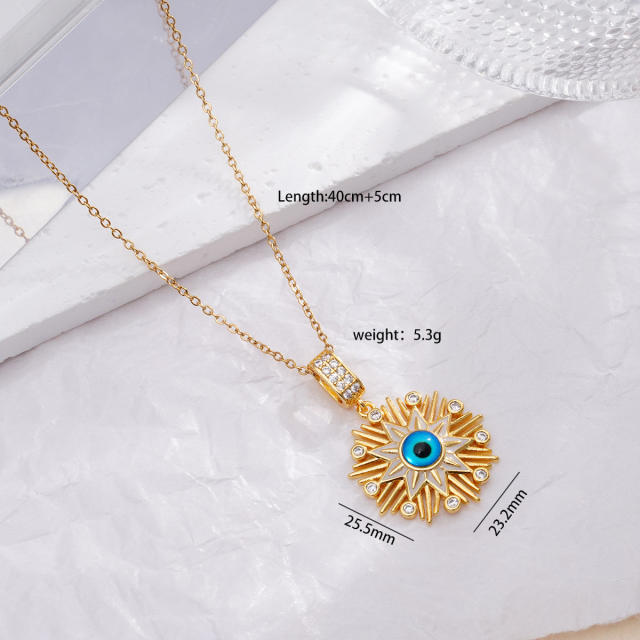 Dainty evil eye pendant stainless steel chain necklace
