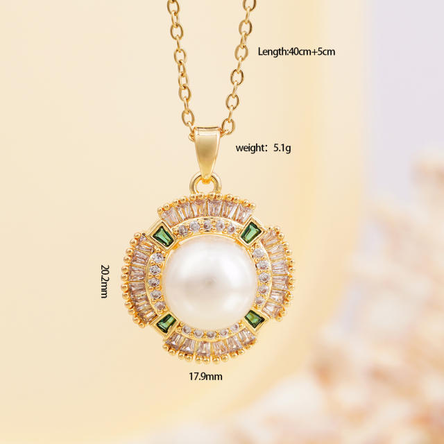 Dainty pearl pendant stainless steel chain necklace
