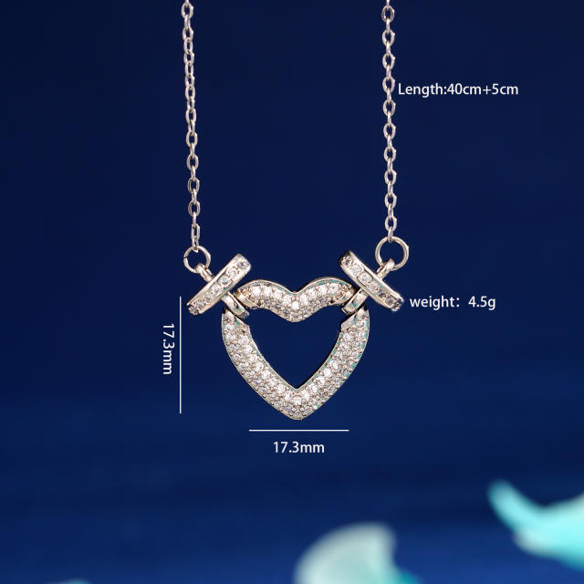 Delicate full diamond star flower hollow pendant stainless steel chain necklace