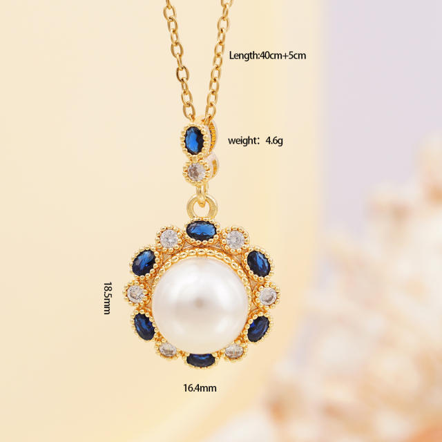 Dainty pearl pendant stainless steel chain necklace