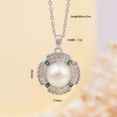 Dainty pearl pendant stainless steel chain necklace
